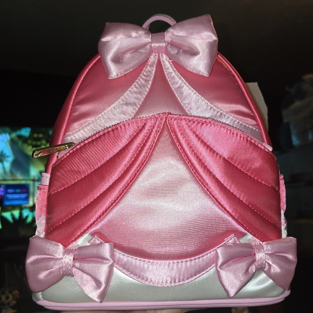 Loungefly Disney Cinderella 75th Anniversary Pink Bow Gown Cosplay Mini Backpack